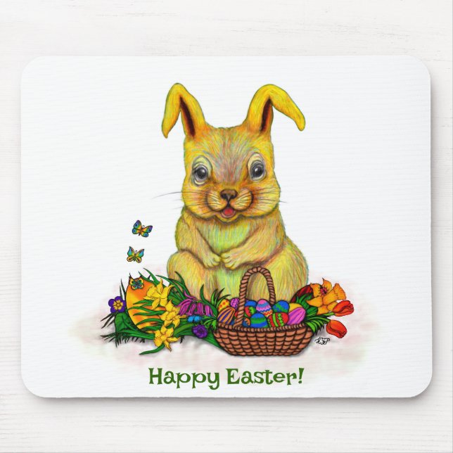 Mousepad Coelho da Páscoa com Ovos e Flores (Frente)