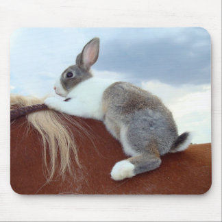 Mousepad Coelho de coelho holandês que monta um cavalo