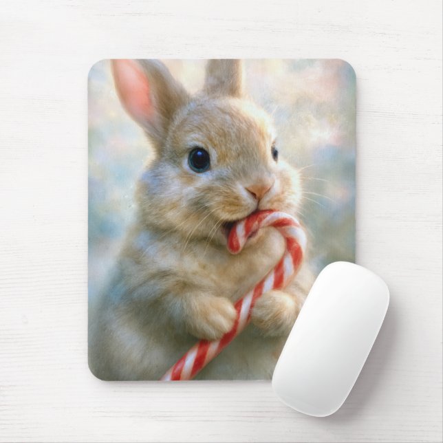 Mousepad Coelho de Natal com Cana de Açúcar (Com mouse)