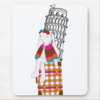 Mousepad Coelho de Viagem de Desenho Animado Fofo Férias na