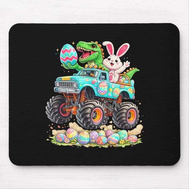 Mousepad Coelho Dinossauro Com Caminhão Páscoa Ovos Engraça (Frente)