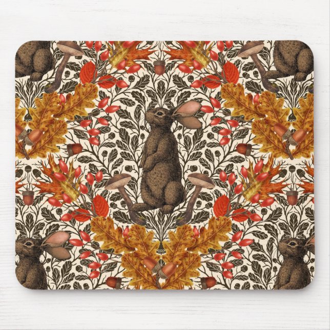 Mousepad Coelho do outono em branco (Frente)