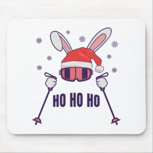Mousepad Coelho dos Papais noeis de esqui com Santa Hat e b