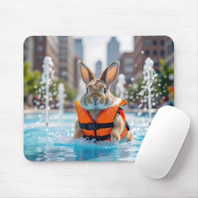 Mousepad Coelho em uma fonte da cidade (Com mouse)