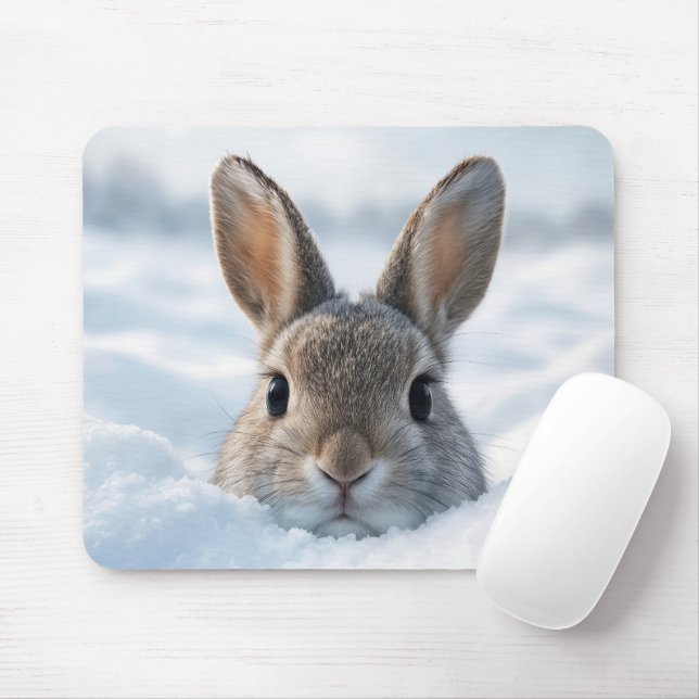 Mousepad Coelho em uma Grande Deriva de Neve (Com mouse)