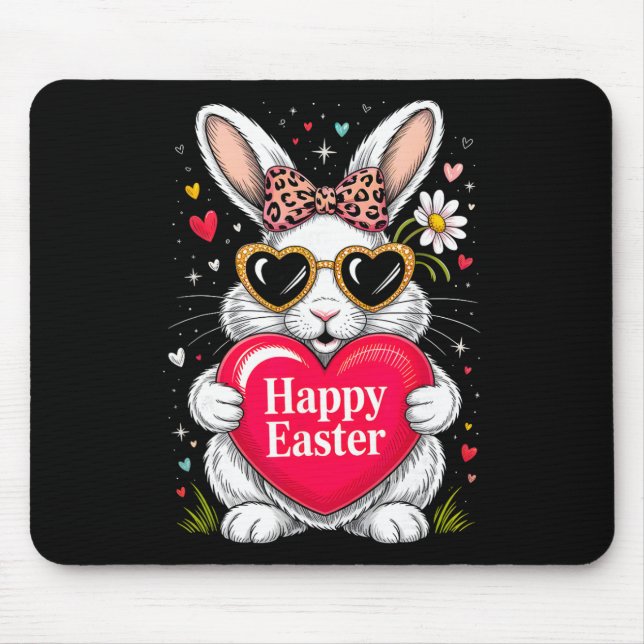 Mousepad Coelho Feliz de Páscoa Caça ao Ovo de Primavera Fa (Frente)