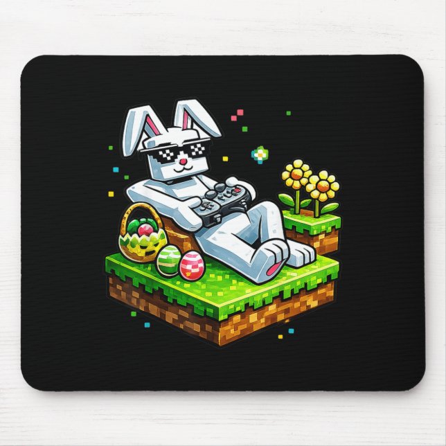 Mousepad Coelho Feliz Dia de Páscoa Ovo Jogo de Vídeo Prese (Frente)