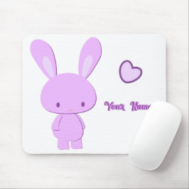 Mousepad Coelho Fofo Kawaii com Nome Personalizado Roxo Pas