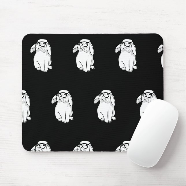 Mousepad Coelho hipster Engraçado Coelho Com Óculos Anime B (Com mouse)