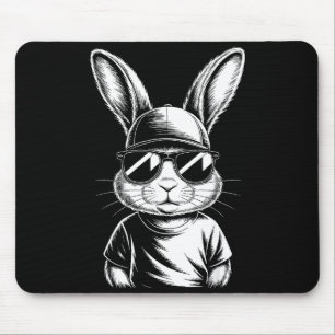 Mousepad Coelho Legal Rosto Óculos Retro de Sol Dia da Pásc
