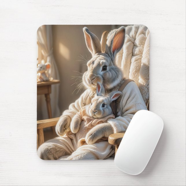 Mousepad Coelho-Mãe com Coelho-Bebê (Com mouse)