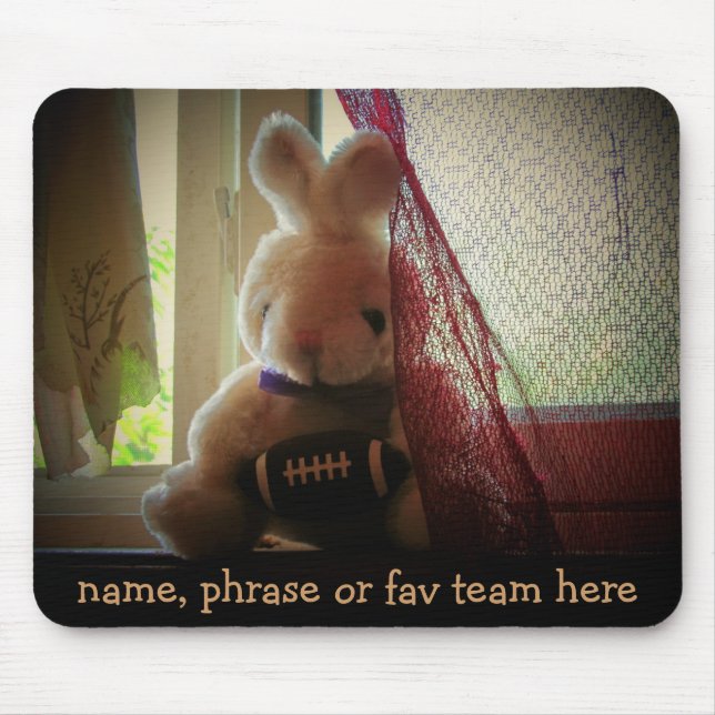 Mousepad Coelho recheado de futebol com Sua Frase (Frente)