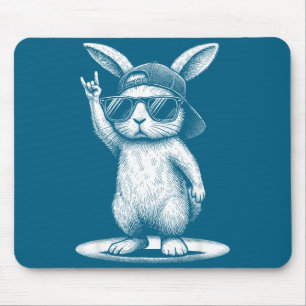 Mousepad Coelho retrô música rock coelho homens crianças mu