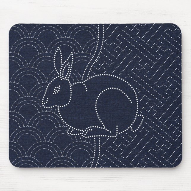 Mousepad Coelho sashiko japonês (Frente)