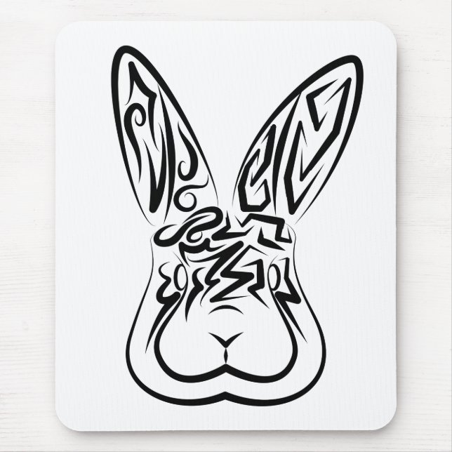 Mousepad Coelho Tribal Negro e Branco (Frente)