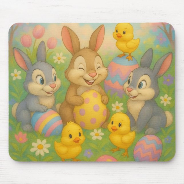 Mousepad Coelho Vintage/Ovo de Páscoa/Primavera  (Frente)