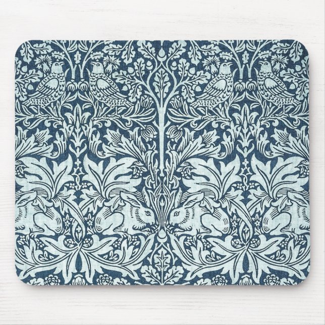 Mousepad Coelhos brancos - William Morris (Frente)