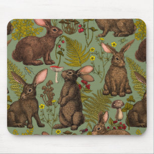 Mousepad Coelhos e flora florestal