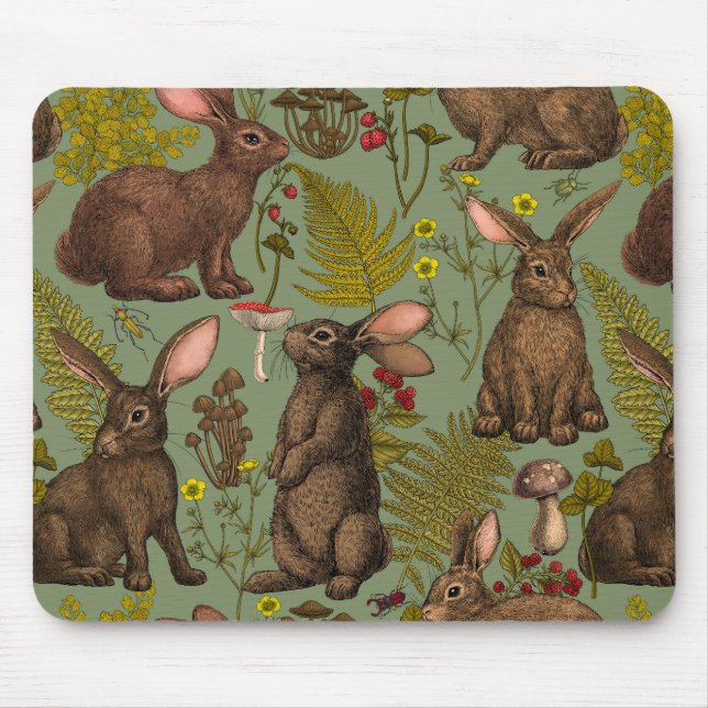 Mousepad Coelhos e flora florestal (Frente)