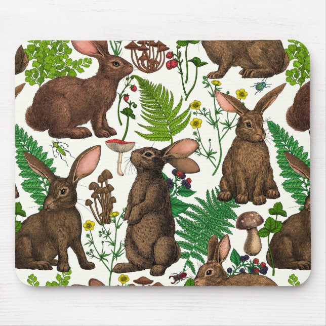 Mousepad Coelhos e flora florestal 4 (Frente)