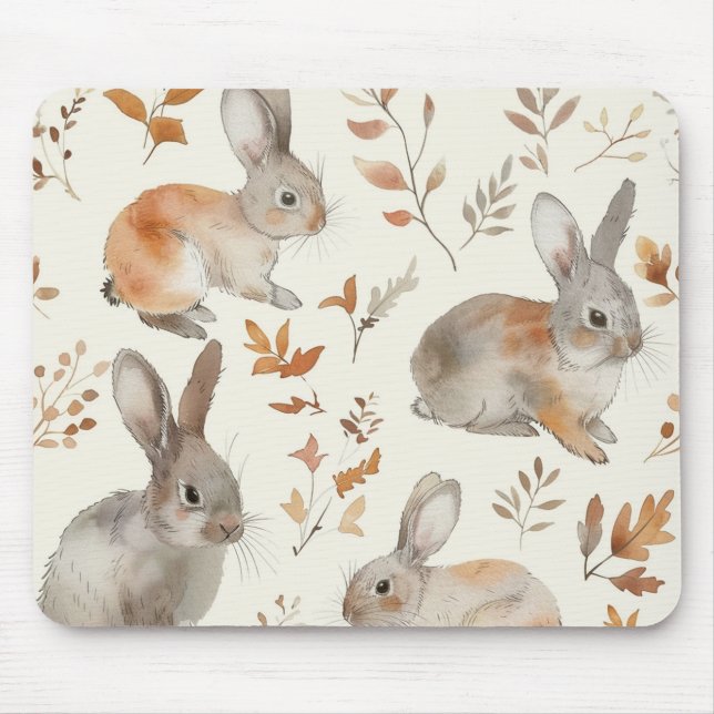 Mousepad Coelhos Folhas (Frente)