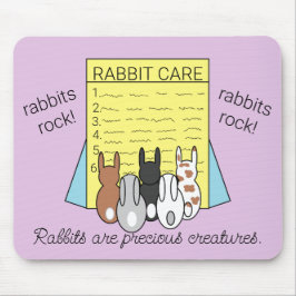 Mousepad Coelhos Lendo Sobre O Cuidado Com O Coelho: