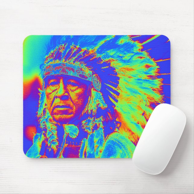 Mousepad Cofre de Mouse Arte Pop Indígena Americana (Com mouse)