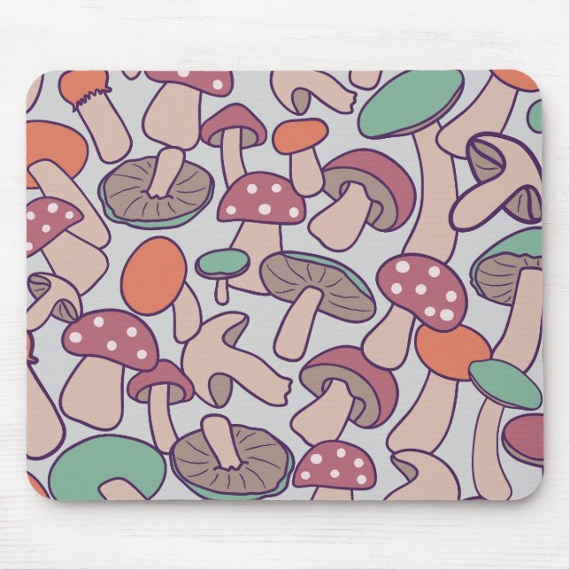 Mousepad Cogumelo Botânico Retro Caprichoso Outono Micélio (Frente)