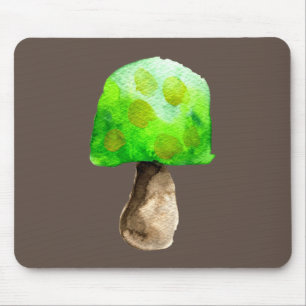 Mousepad Cogumelo verde aquarela fungos fofos