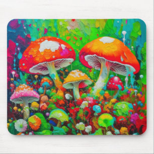 Mousepad Cogumelos Abstrato de Aquarela