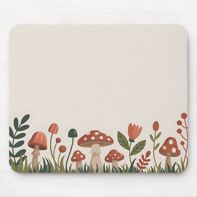 Mousepad Cogumelos Aconchegantes da Floresta (Frente)
