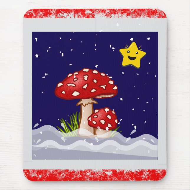 Mousepad cogumelos de design de Natal (Frente)