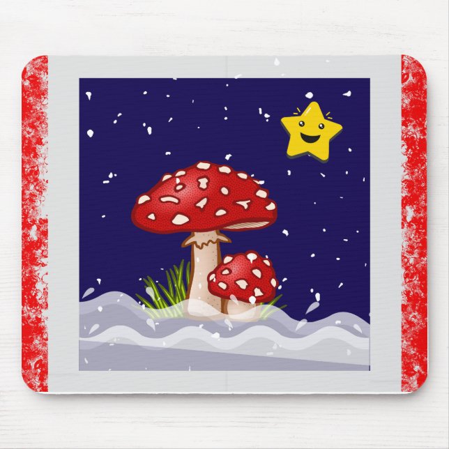 Mousepad cogumelos de design de Natal (Frente)