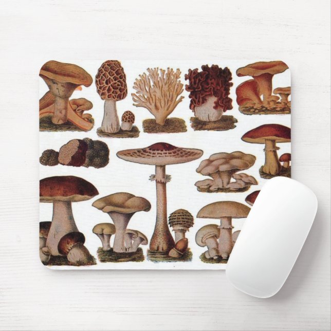 Mousepad cogumelos hipster botânico francês (Com mouse)