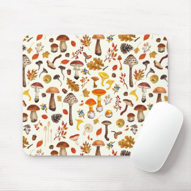 Mousepad Cogumelos selvagens sobre a cor branca (Com mouse)