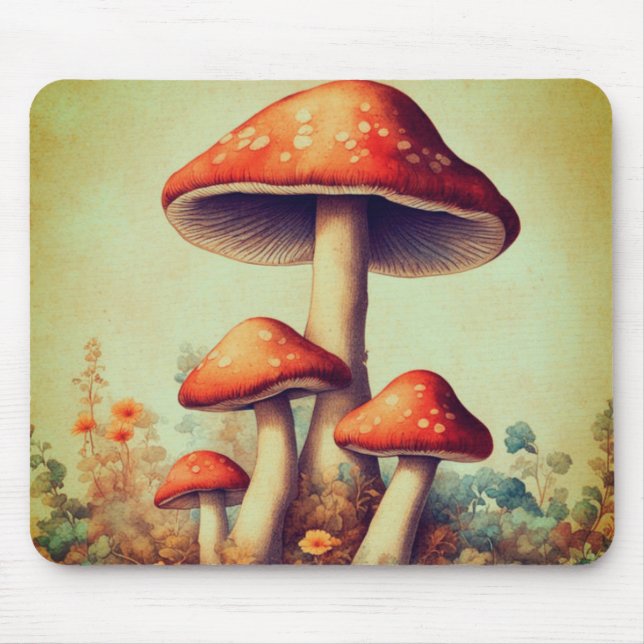 Mousepad Cogumelos Vintage (Frente)