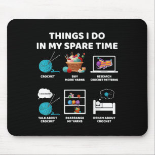 Mousepad Coisas que faço no meu tempo livre Crochê Tricô Di