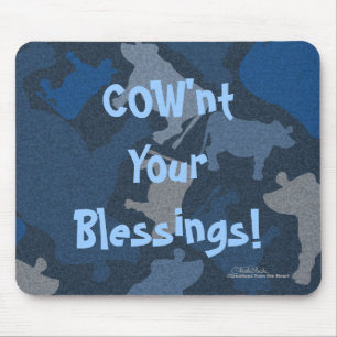 Mousepad Colagem CaMOOflage Cow em azul