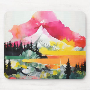 Mousepad Colagem Colorida de Paisagem abstrato