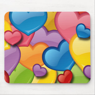MOUSEPAD COLAGEM COLORIDA DOS CORAÇÕES