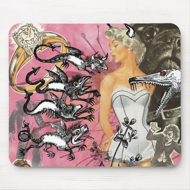 Mousepad Colagem cor-de-rosa do tapete do rato (Frente)