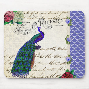 Mousepad Colagem da canção do pavão do vintage