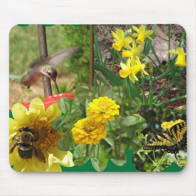 Mousepad Colagem da natureza em vôo (Frente)