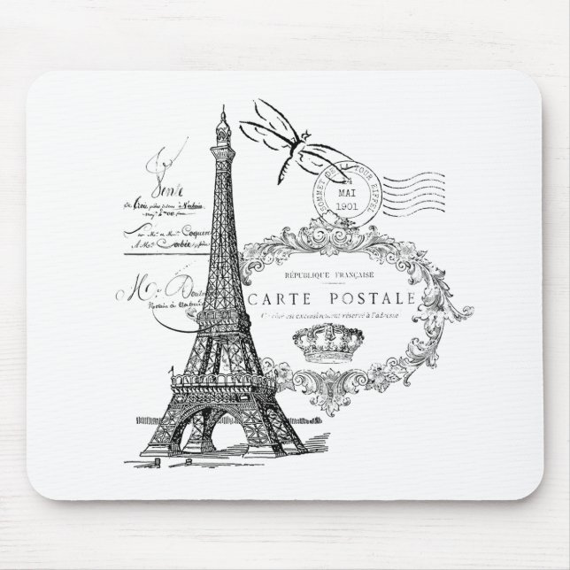 Mousepad Colagem da torre Eiffel (Frente)