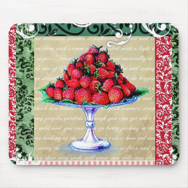 Mousepad Colagem das morangos do vintage (Frente)