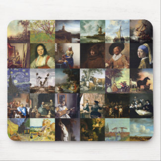 Mousepad Colagem das pinturas de Van Gogh, de Vermeer, etc.