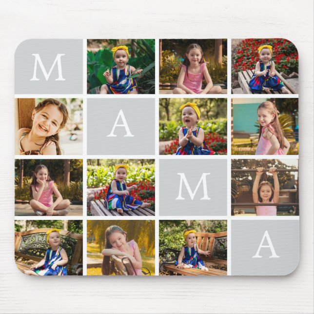 Mousepad Colagem de 12 Fotos Personalizada com Texto Person (Frente)