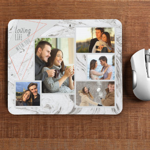 Mousepad Colagem de 5 Fotos em Mármore Cinza - Amando a Vid