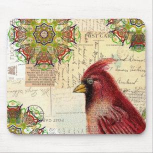 Mousepad Colagem de Cardinal e Ephemera