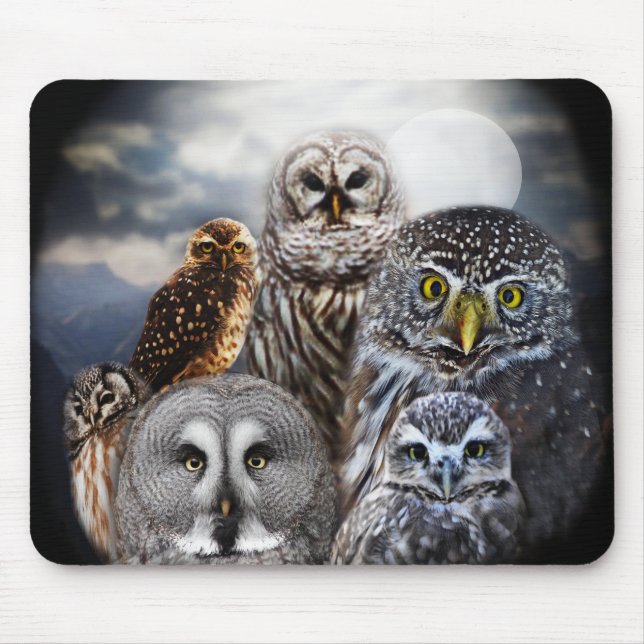 Mousepad Colagem de Corujas (Frente)